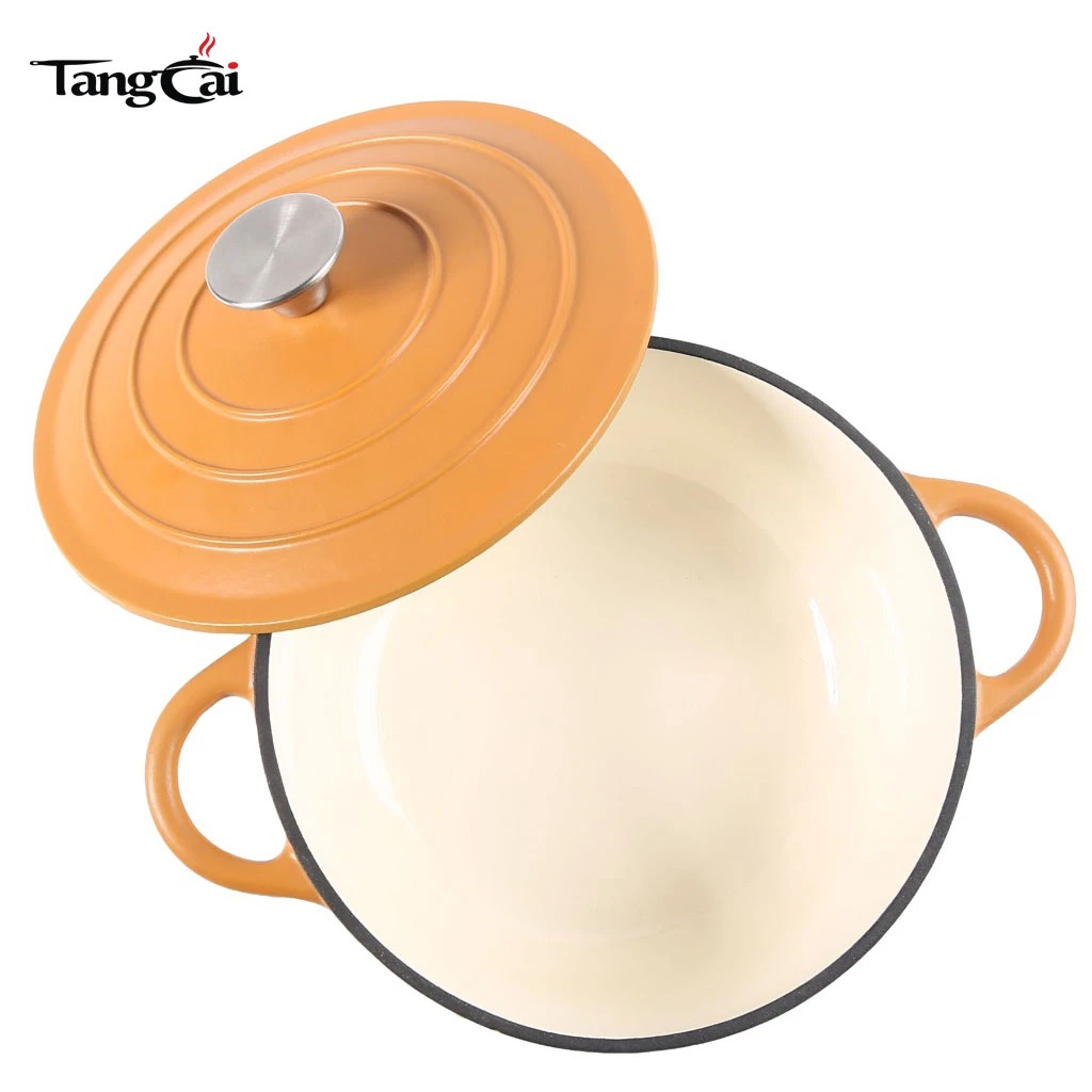 Olla holandesa de hierro fundido esmaltado de 24 cm y 5 cuartos de gal&oacute;n: cacerola redonda Apta para horno hasta 500 &deg;F