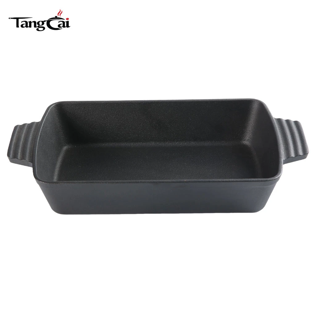Asador de hierro fundido precondimentado, fuente rectangular profunda para hornear para Cazuela, focaccia, lasa&ntilde;a