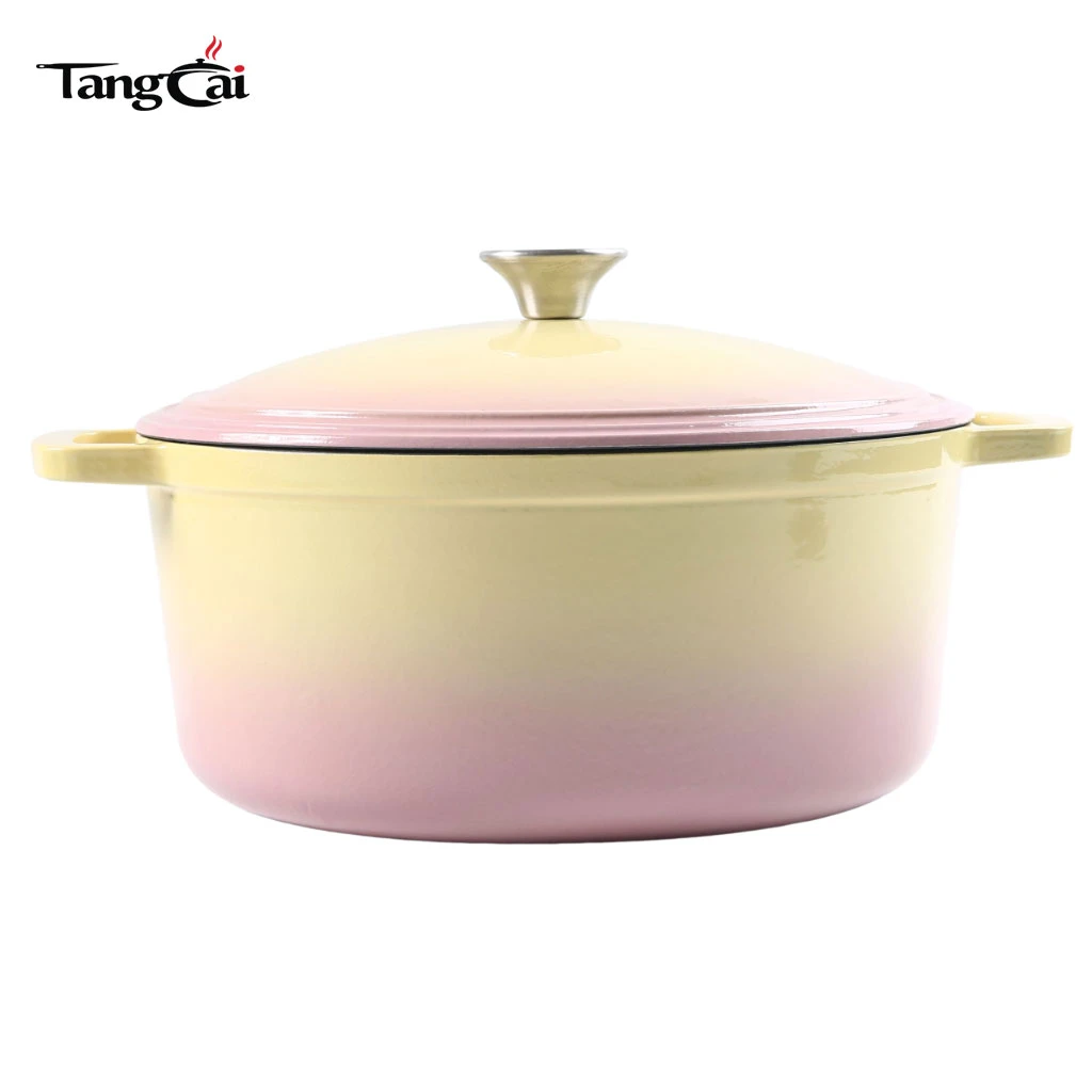 Olla de hierro fundido esmaltado de 5 cuartos de estilo cl&aacute;sico con tapa para hornear pan con masa madre