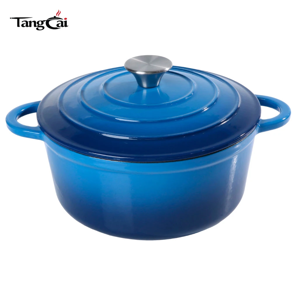 Horno holand&eacute;s de hierro fundido esmaltado azul de 5,5 cuartos de gal&oacute;n, cacerola familiar con tapa de gran venta, m&aacute;s de 1 mill&oacute;n de utensilios de cocina vendidos
