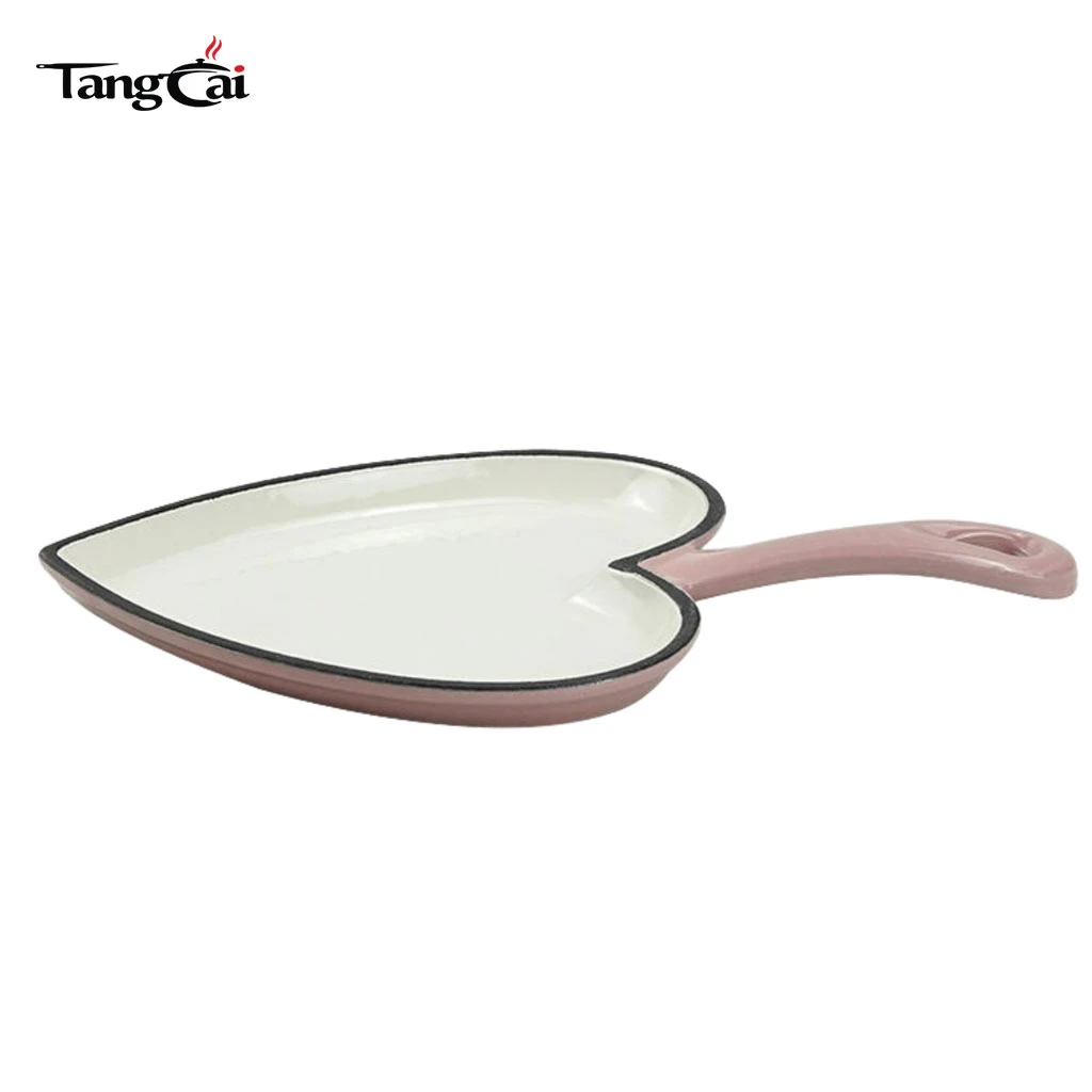Utensilios para hornear mini de hierro fundido esmaltado rosa en forma de coraz&oacute;n Skillet