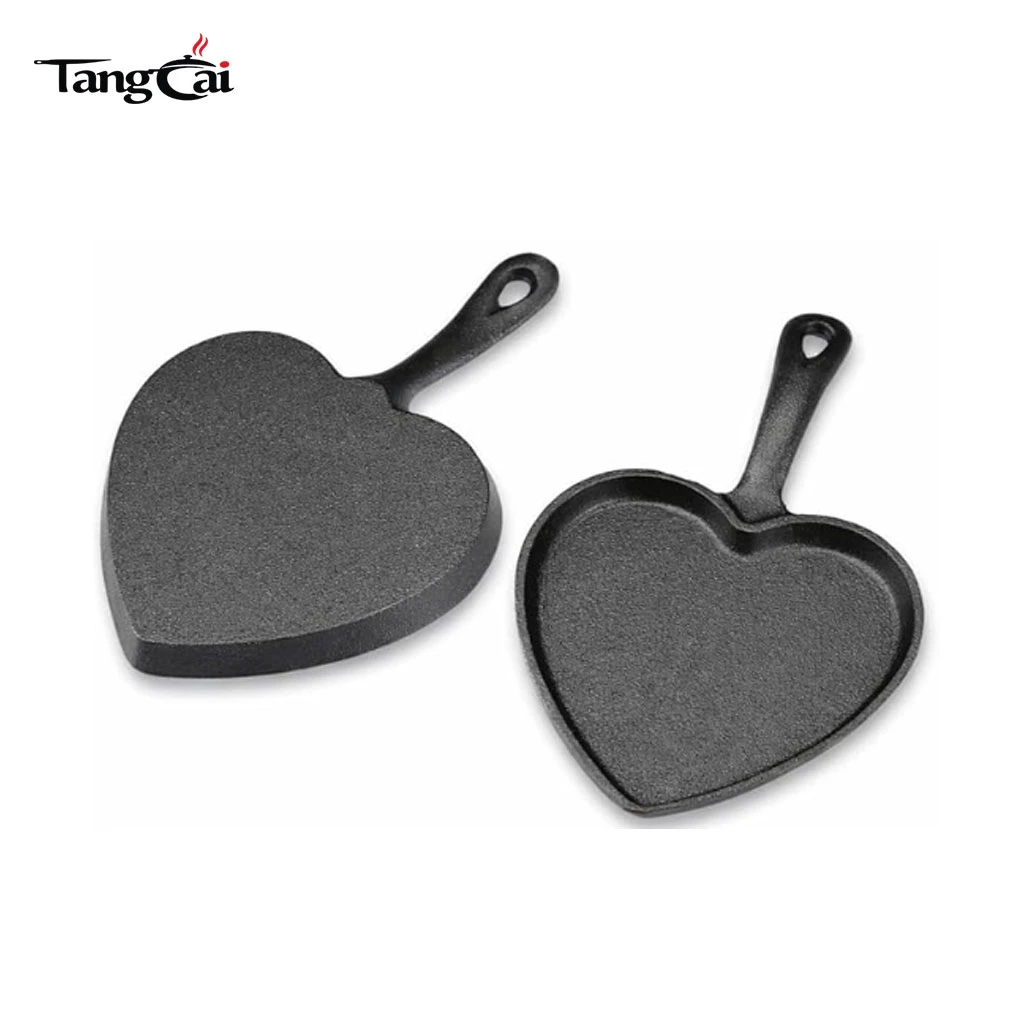 Sart&eacute;n en forma de coraz&oacute;n de hierro fundido pre-sazonado de 10 pulgadas con mango largo