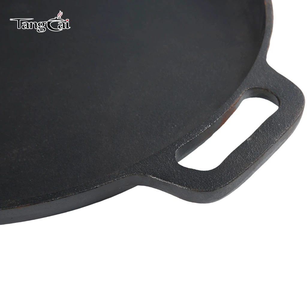 Sart&eacute;n para pizza de hierro fundido presazonado de 12", 14" y 16" al por mayor, bandeja para plancha redonda antiadherente
