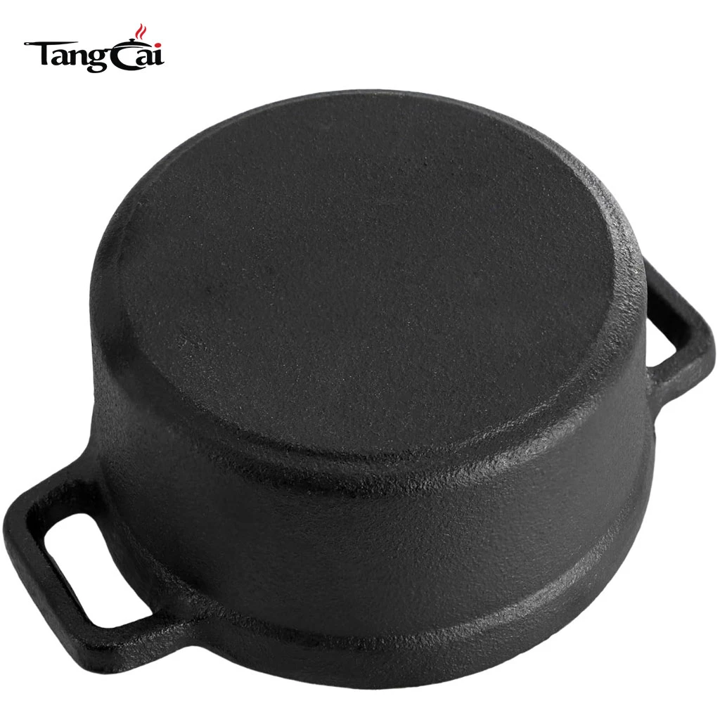 Mini juego de cocotte de hierro fundido presazonado con tapas y salvamanteles de madera, peque&ntilde;os hornos holandeses para hornear, servir y comidas individuales