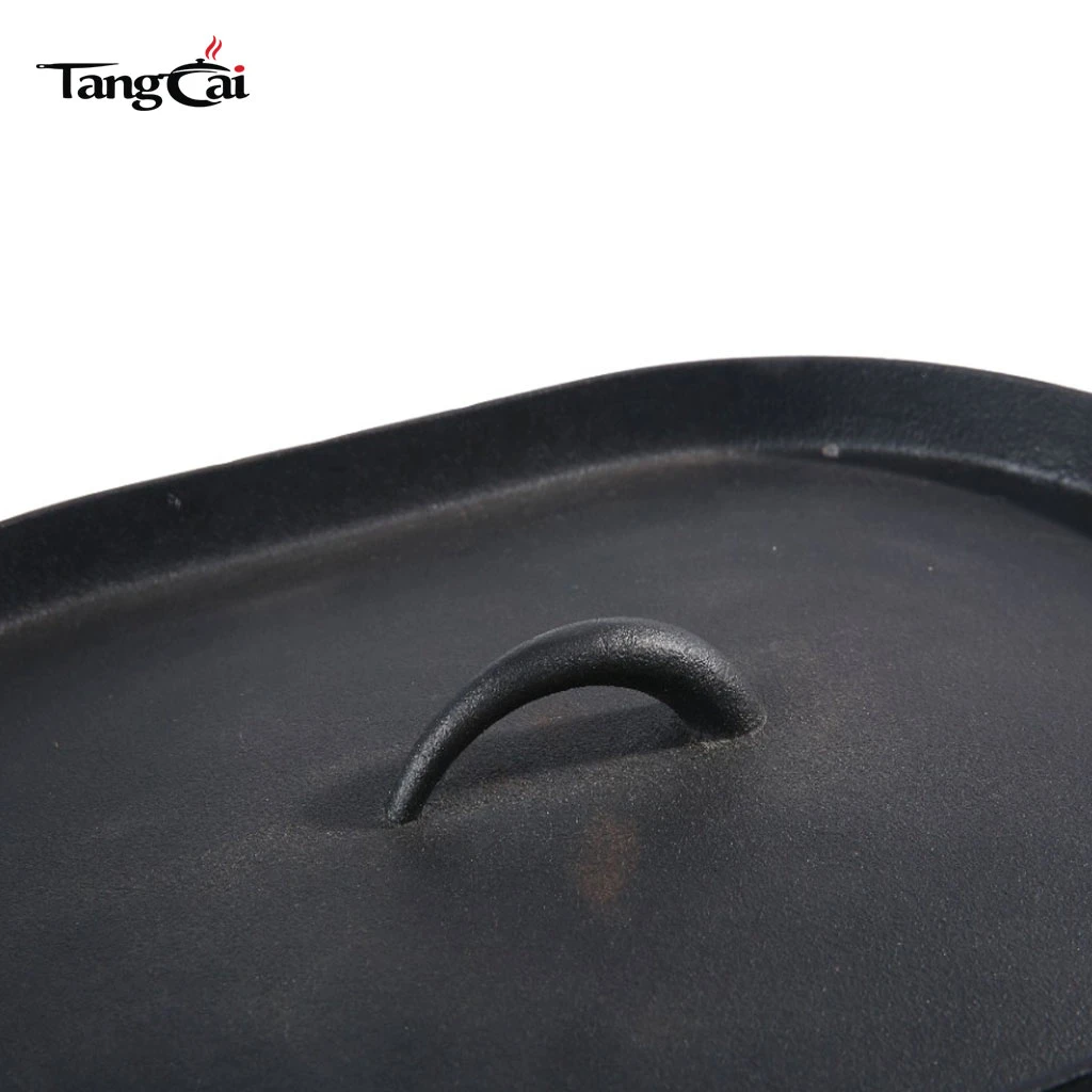 Utensilios de cocina para acampar Horno holand&eacute;s ovalado de hierro fundido con tapa para parrilla de 5,5 cuartos de gal&oacute;n