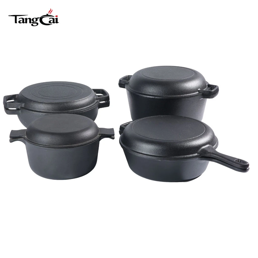 Cocina combinada multiusos de hierro negro pre-sazonada Conjunto