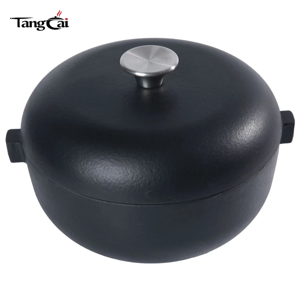 Olla arrocera de hierro fundido negro mate, Nabe estilo japon&eacute;s con Tapa
