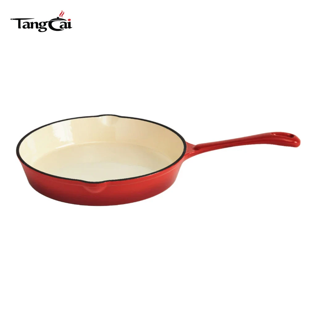 Juego de utensilios de cocina de hierro fundido esmaltado de lujo personalizado de 6 piezas: ollas y sartenes de color rojo brillante