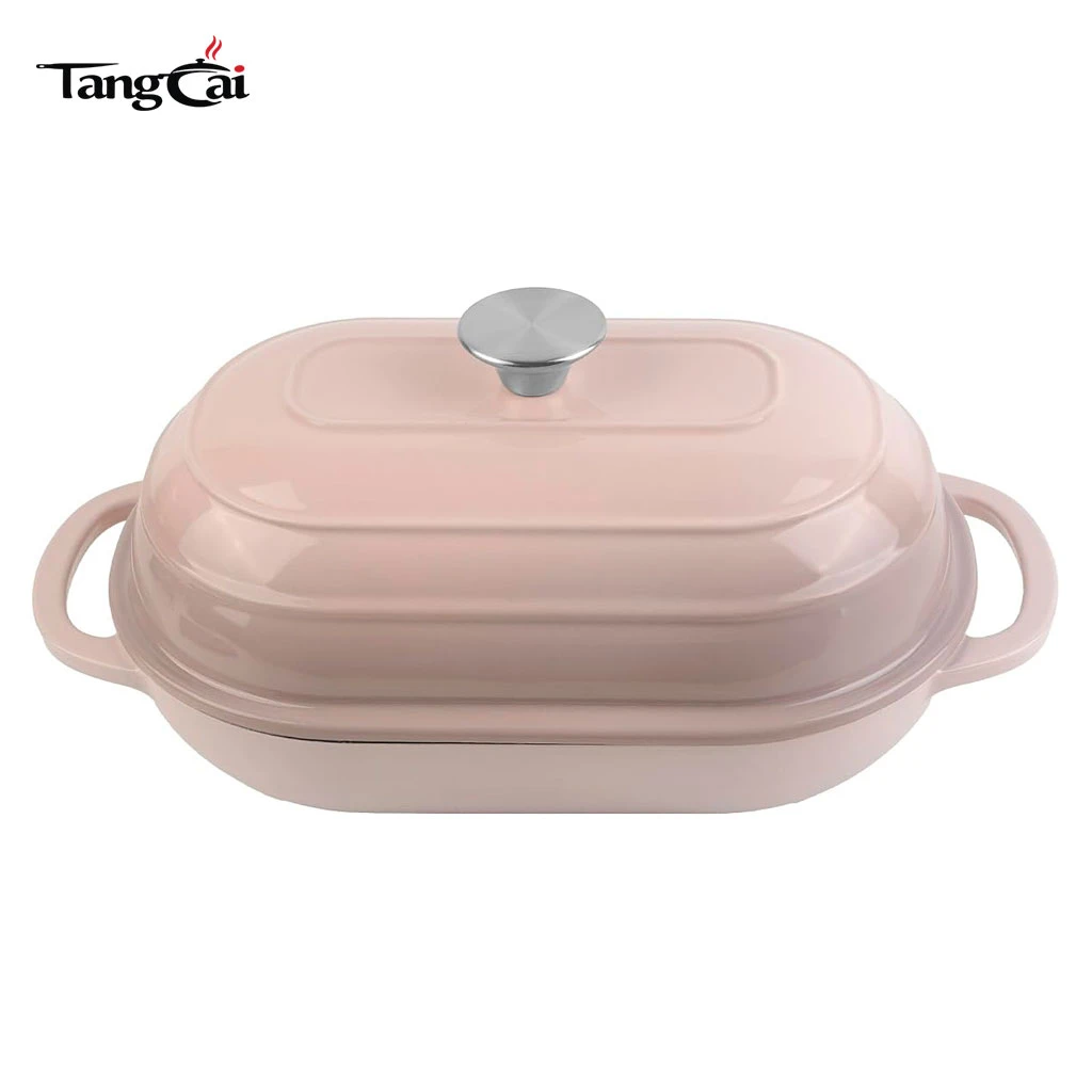 Horno de pan de hierro fundido esmaltado ovalado de 6 cuartos para hornear de tendencia 2026 con tapa abovedada