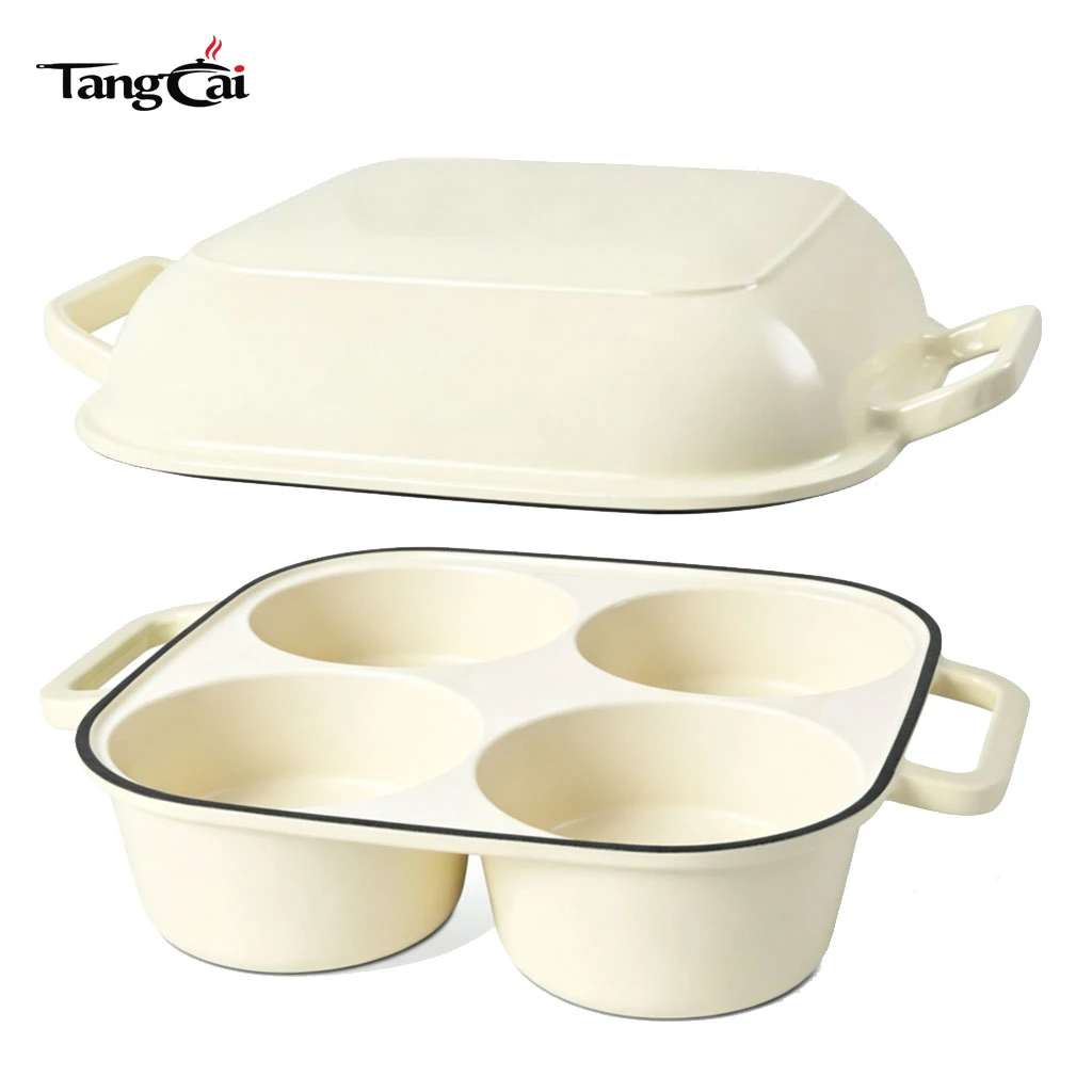 Molde para pan de hierro fundido esmaltado para 4 tazas, olla combinada 2 en 1 con tapa, mini fuente para hornear pan de masa madre para compradores globales