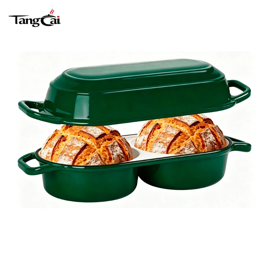 Molde para pan de hierro fundido con tapa, tendencia 2026, horno holand&eacute;s doble de 2,2 cuartos para hornear pan con masa madre
