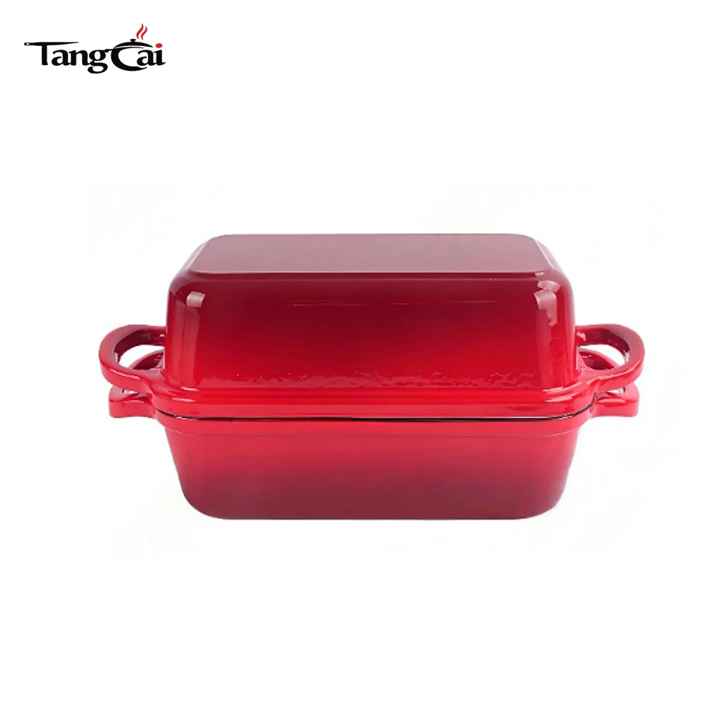 Juego de 2 moldes para pan de hierro fundido esmaltado de colores, molde para pan 2 en 1 de 10x5 pulgadas con tapa
