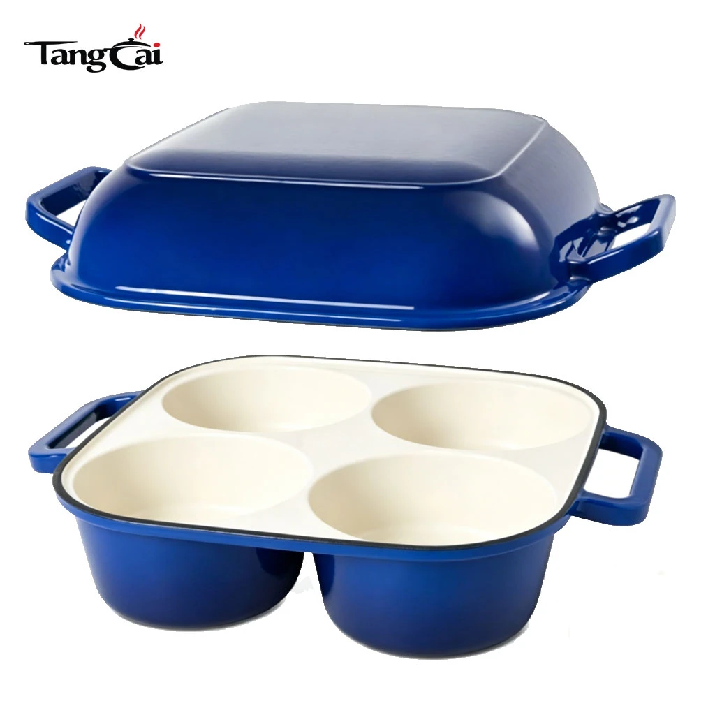 Molde para pan de hierro fundido esmaltado para 4 tazas, olla combinada 2 en 1 con tapa, mini fuente para hornear pan de masa madre para compradores globales