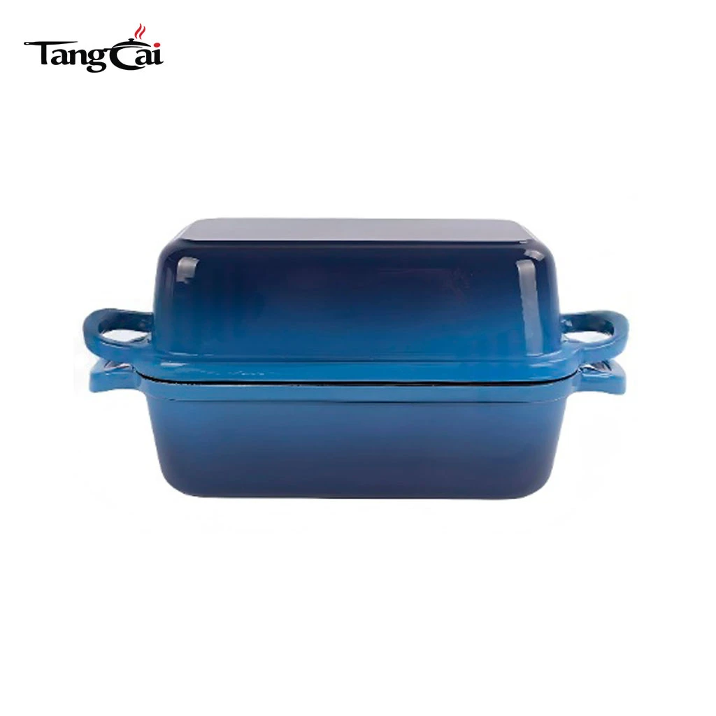 Juego de 2 moldes para pan de hierro fundido esmaltado de colores, molde para pan 2 en 1 de 10x5 pulgadas con tapa