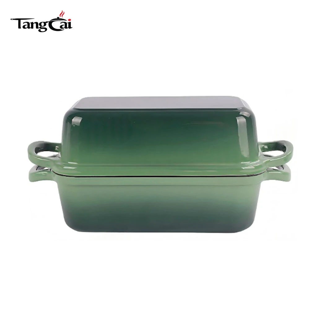 Juego de 2 moldes para pan de hierro fundido esmaltado de colores, molde para pan 2 en 1 de 10x5 pulgadas con tapa