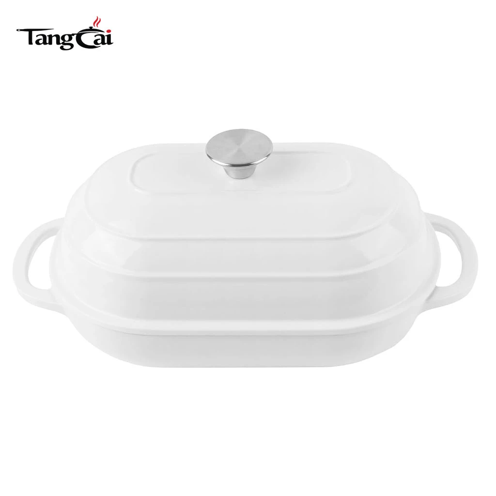 Horno de pan de hierro fundido esmaltado ovalado de 6 cuartos para hornear de tendencia 2026 con tapa abovedada