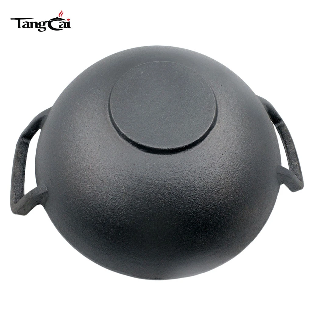 F&aacute;brica de wok de hierro fundido antiadherente grande Sart&eacute;n wok para sofre&iacute;r, estofar y cocinar al aire libre