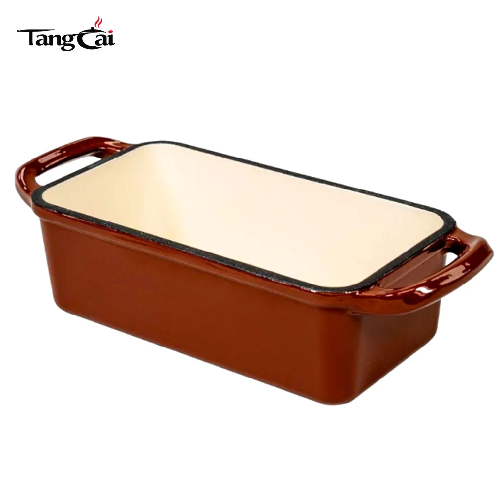 Bandeja rectangular personalizada de hierro fundido esmaltado para hornear pan