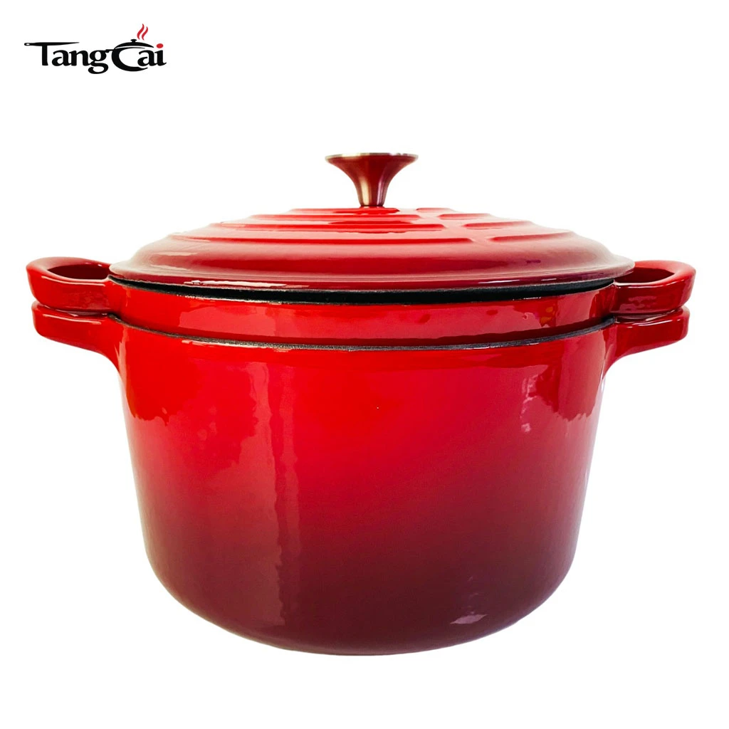 Juego de horno holand&eacute;s 2 en 1 apilable de hierro fundido esmaltado con tapa para sart&eacute;n