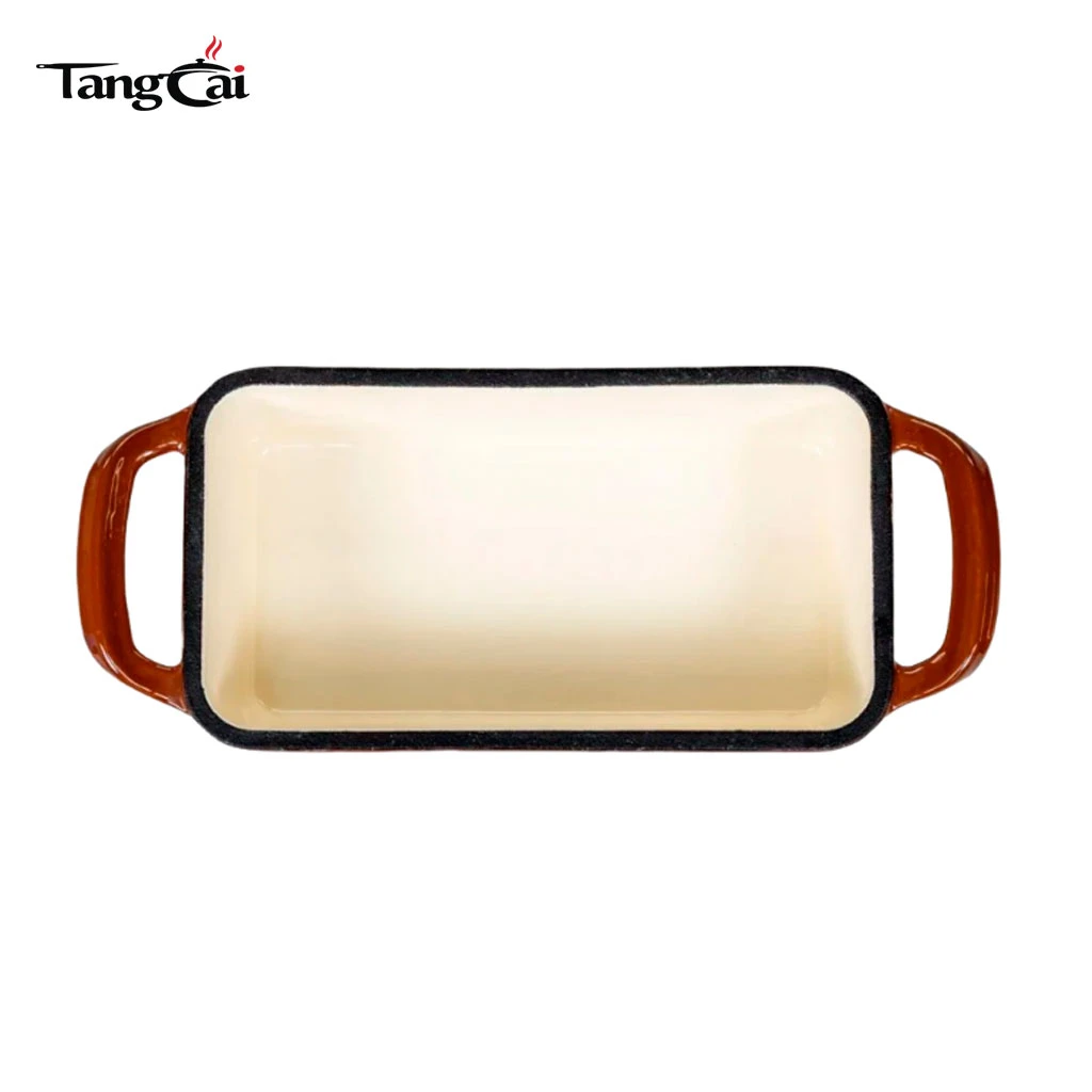 Bandeja rectangular personalizada de hierro fundido esmaltado para hornear pan