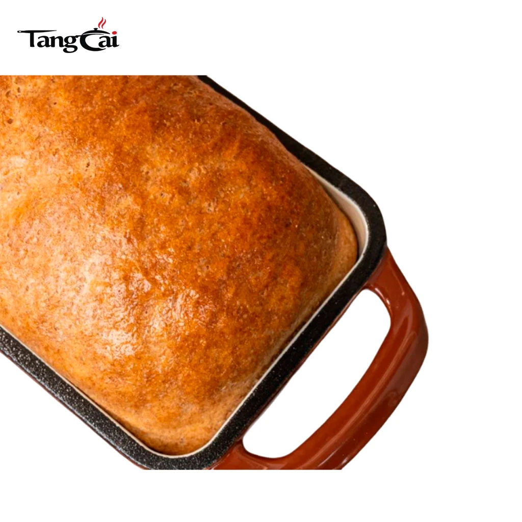 Bandeja rectangular personalizada de hierro fundido esmaltado para hornear pan