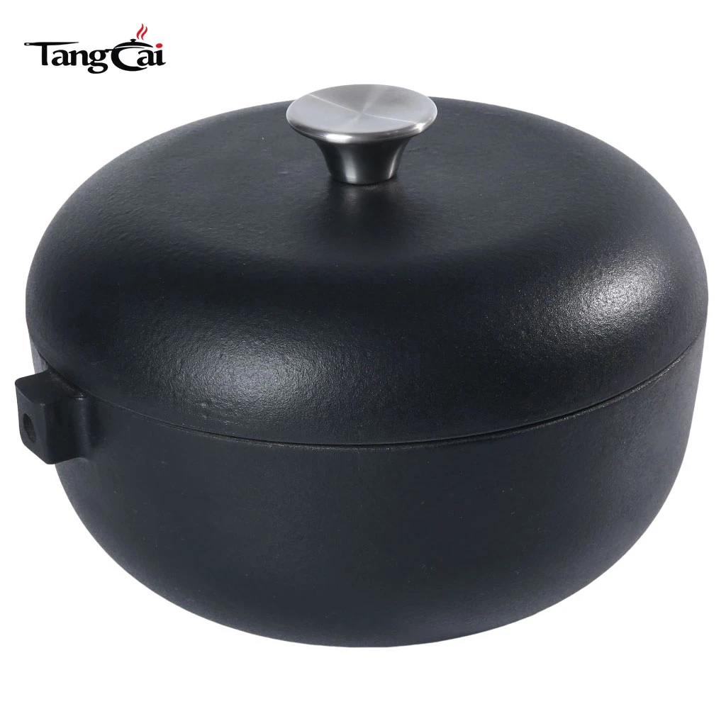 Olla arrocera de hierro fundido negro mate, Nabe estilo japon&eacute;s con Tapa