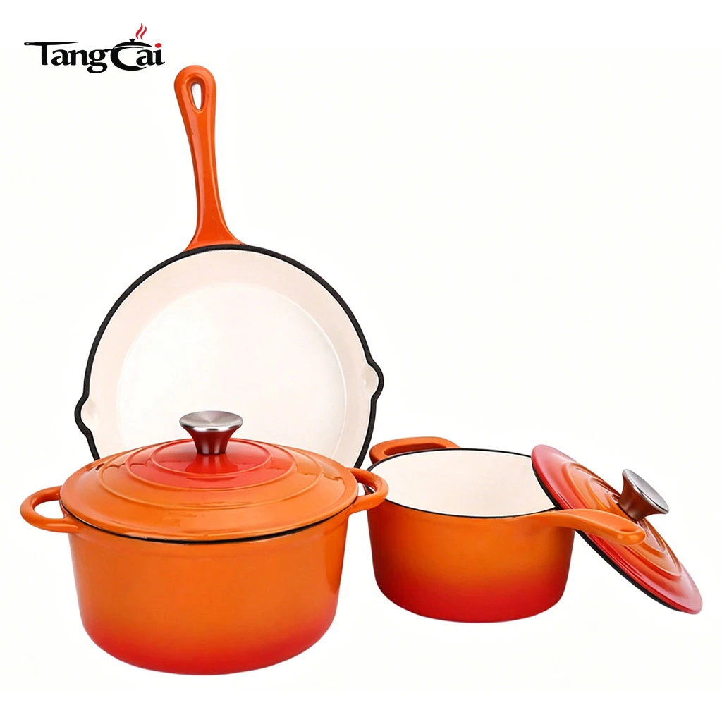 Juego de utensilios de cocina de hierro fundido esmaltado personalizado de 3 piezas