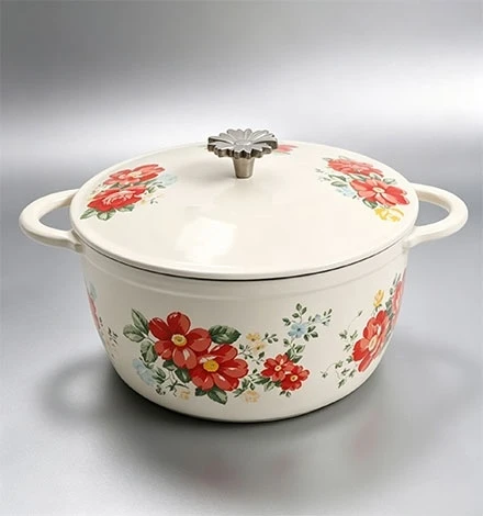 2026 Horno holand&eacute;s de hierro fundido esmaltado floral vintage de tendencia