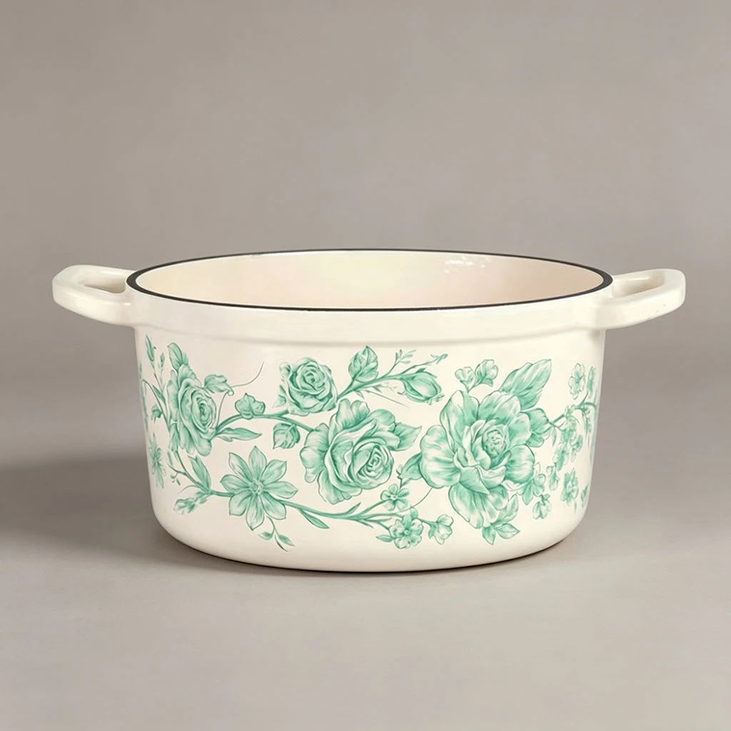 Horno holand&eacute;s de hierro fundido esmaltado floral vintage personalizado y de tendencia | Compatible con OEM ODM