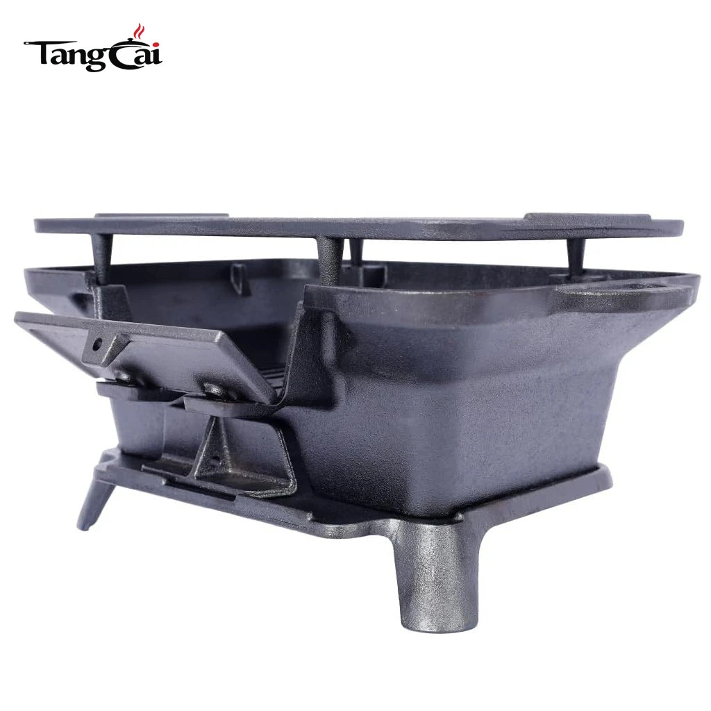 Parrilla Hibachi de hierro fundido al por mayor, mini barbacoa de carb&oacute;n port&aacute;til, estufa de parrilla de sart&eacute;n de mesa para exteriores, picnics y caza