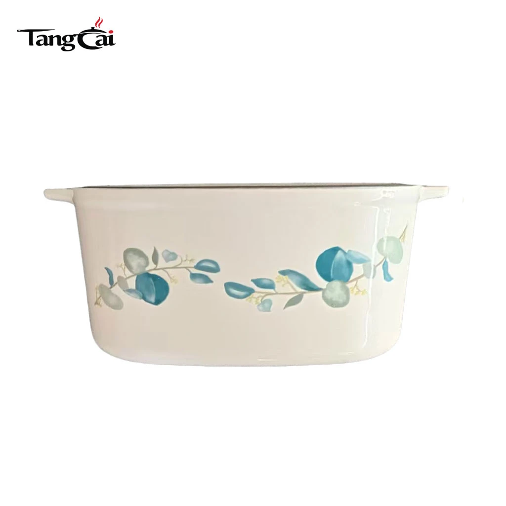 Suministro de f&aacute;brica de utensilios de cocina OEM Horno holand&eacute;s de hierro fundido esmaltado con estampado floral