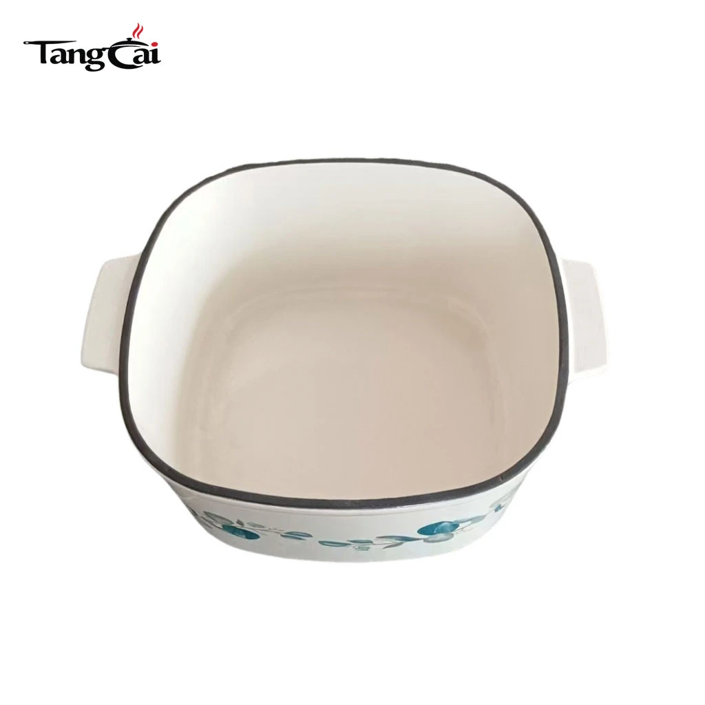 Suministro de f&aacute;brica de utensilios de cocina OEM Horno holand&eacute;s de hierro fundido esmaltado con estampado floral