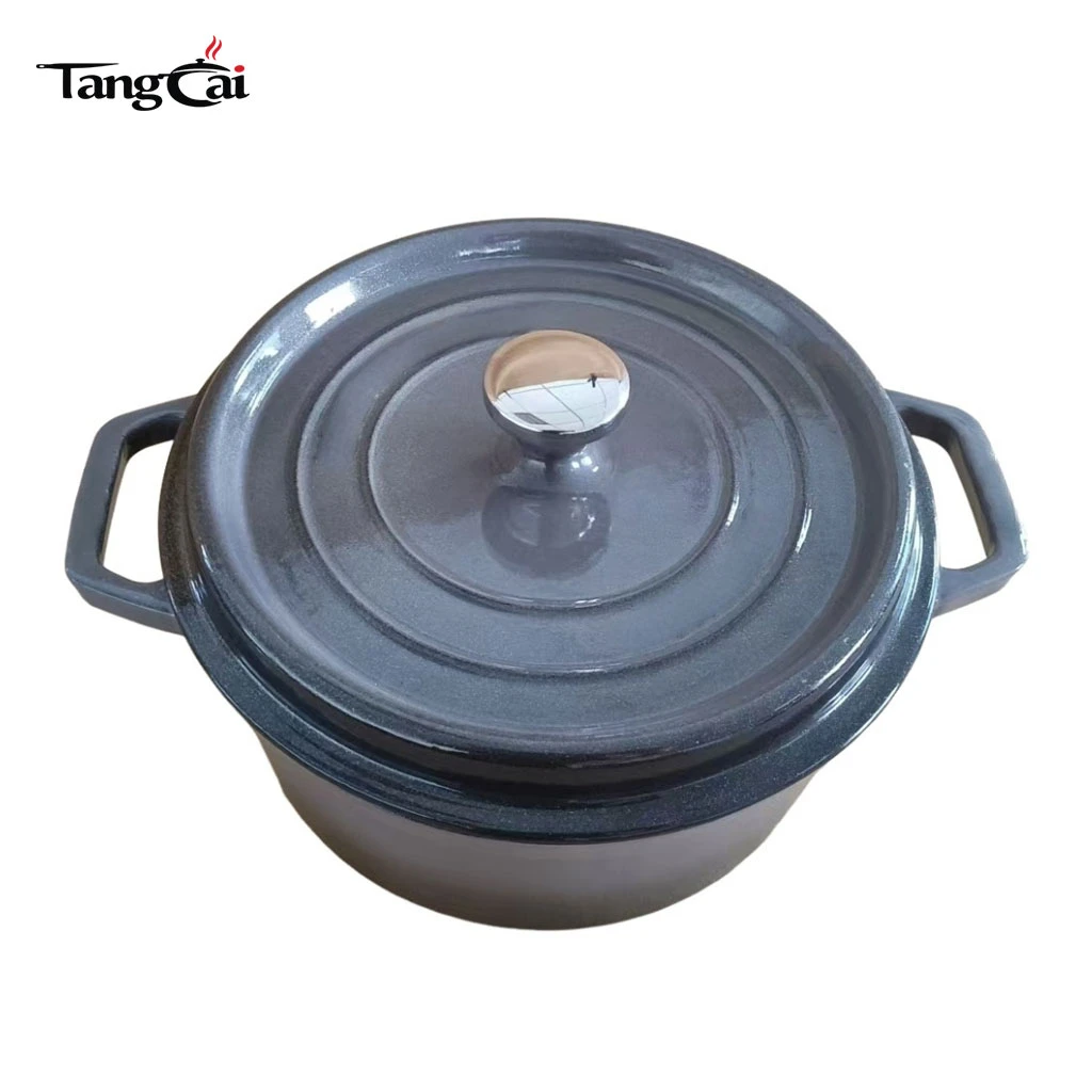 Horno holand&eacute;s de hierro fundido esmaltado al por mayor | Olla duradera de hierro fundido esmaltado negro antiastillas | Fabricante de utensilios de cocina de hierro fundido