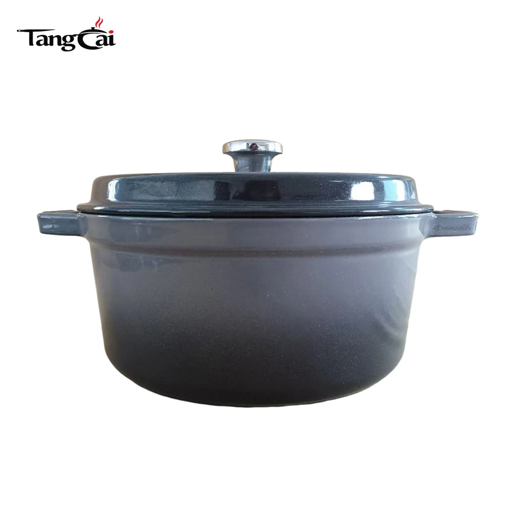 Horno holand&eacute;s de hierro fundido esmaltado al por mayor | Olla duradera de hierro fundido esmaltado negro antiastillas | Fabricante de utensilios de cocina de hierro fundido
