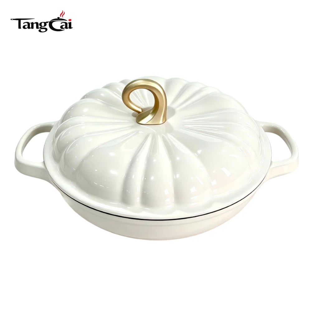 Olla para cacerola con forma de calabaza y hierro fundido esmaltado OEM con forma de calabaza