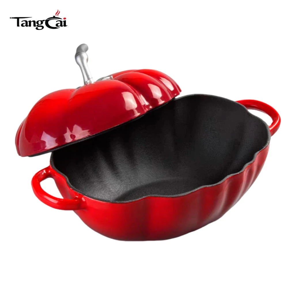 Olla para cacerola con forma de calabaza y hierro fundido esmaltado OEM con forma de calabaza