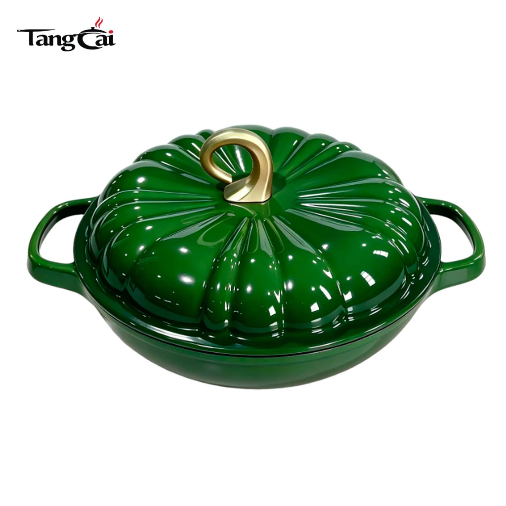 Olla para cacerola con forma de calabaza y hierro fundido esmaltado OEM con forma de calabaza