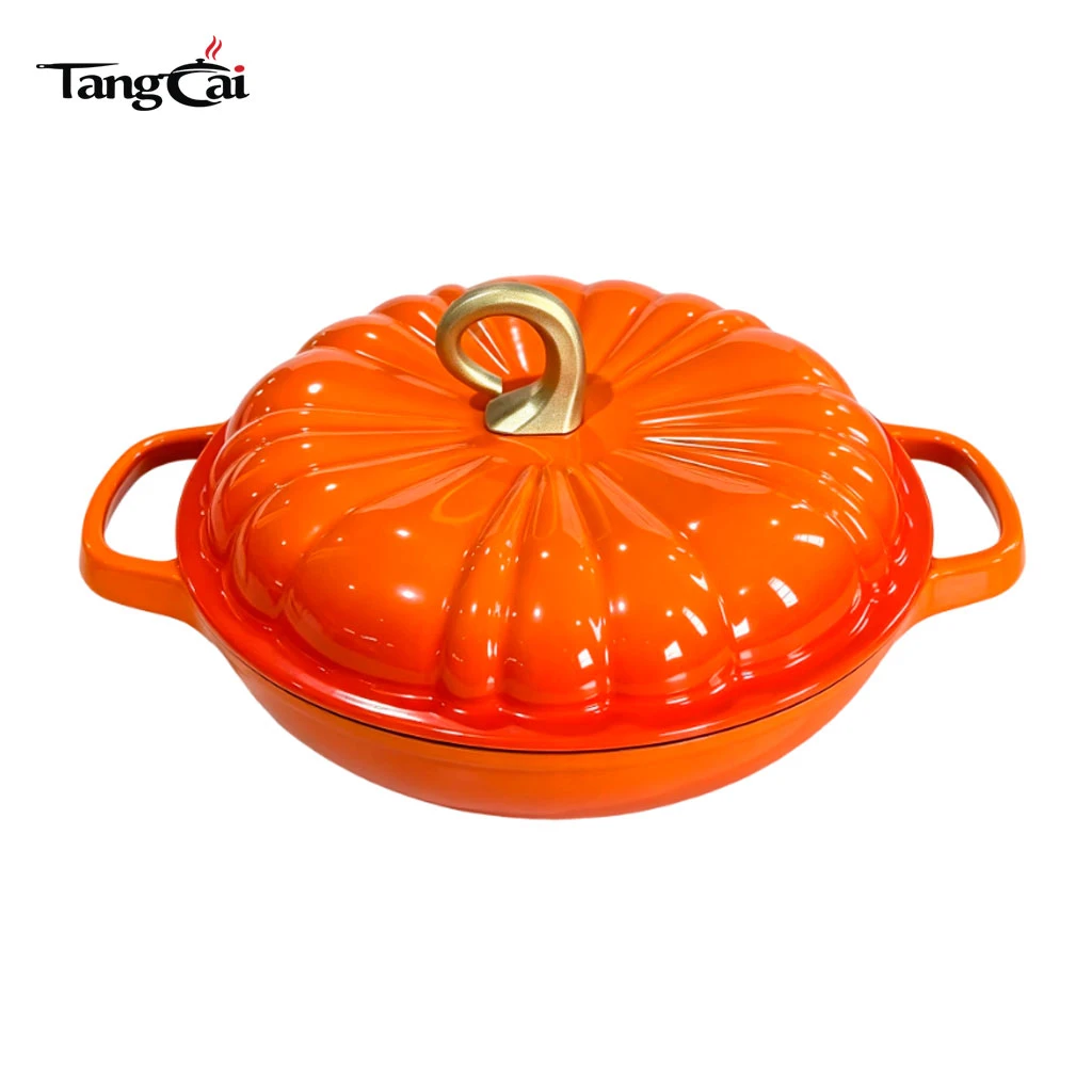 Olla para cacerola con forma de calabaza y hierro fundido esmaltado OEM con forma de calabaza